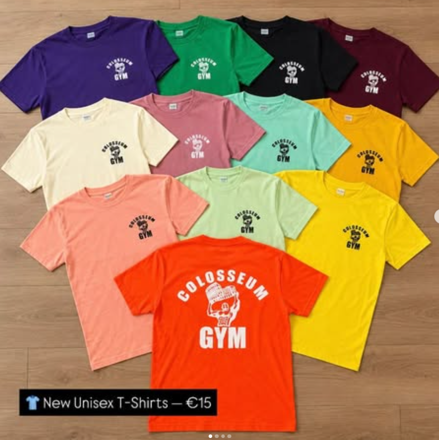 Colosseum Gym unisex logo t-shirts in twelve colours